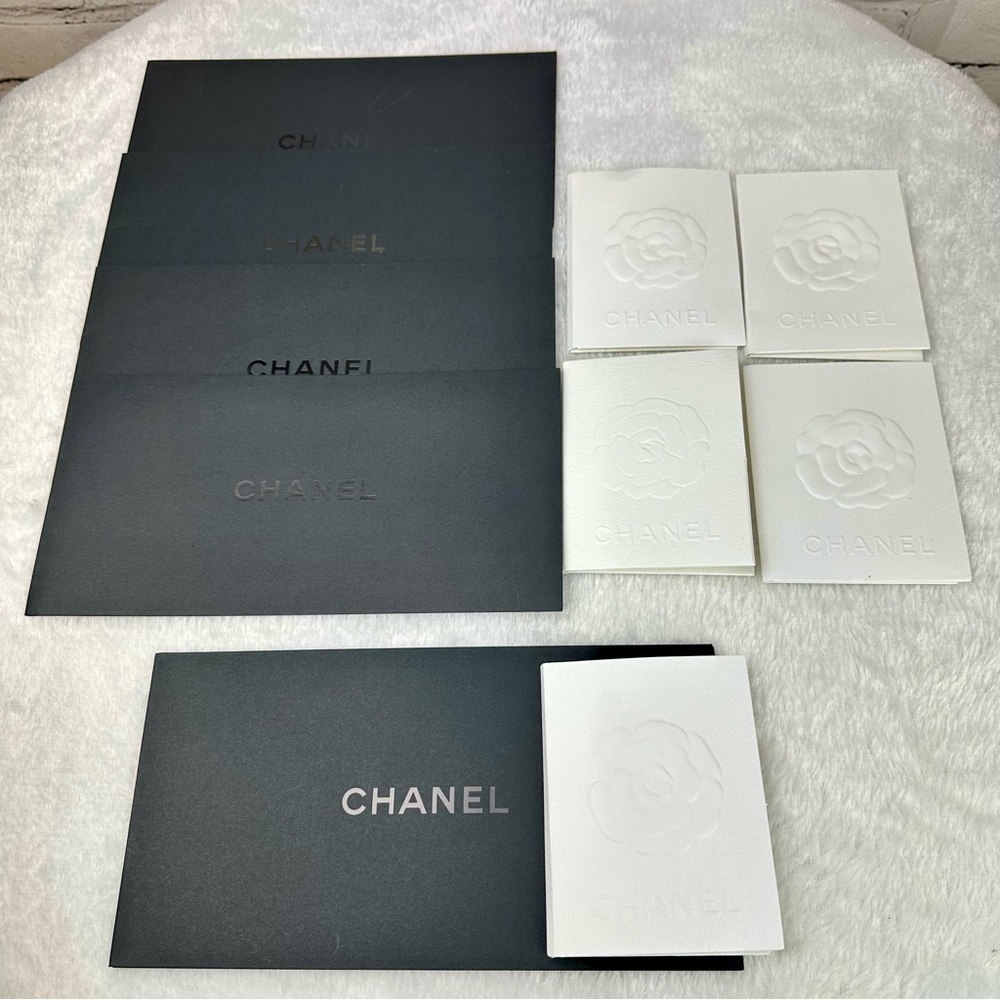 CHANEL Authentic White Mini Card and Black Envelopes FIVE SETS TOTAL